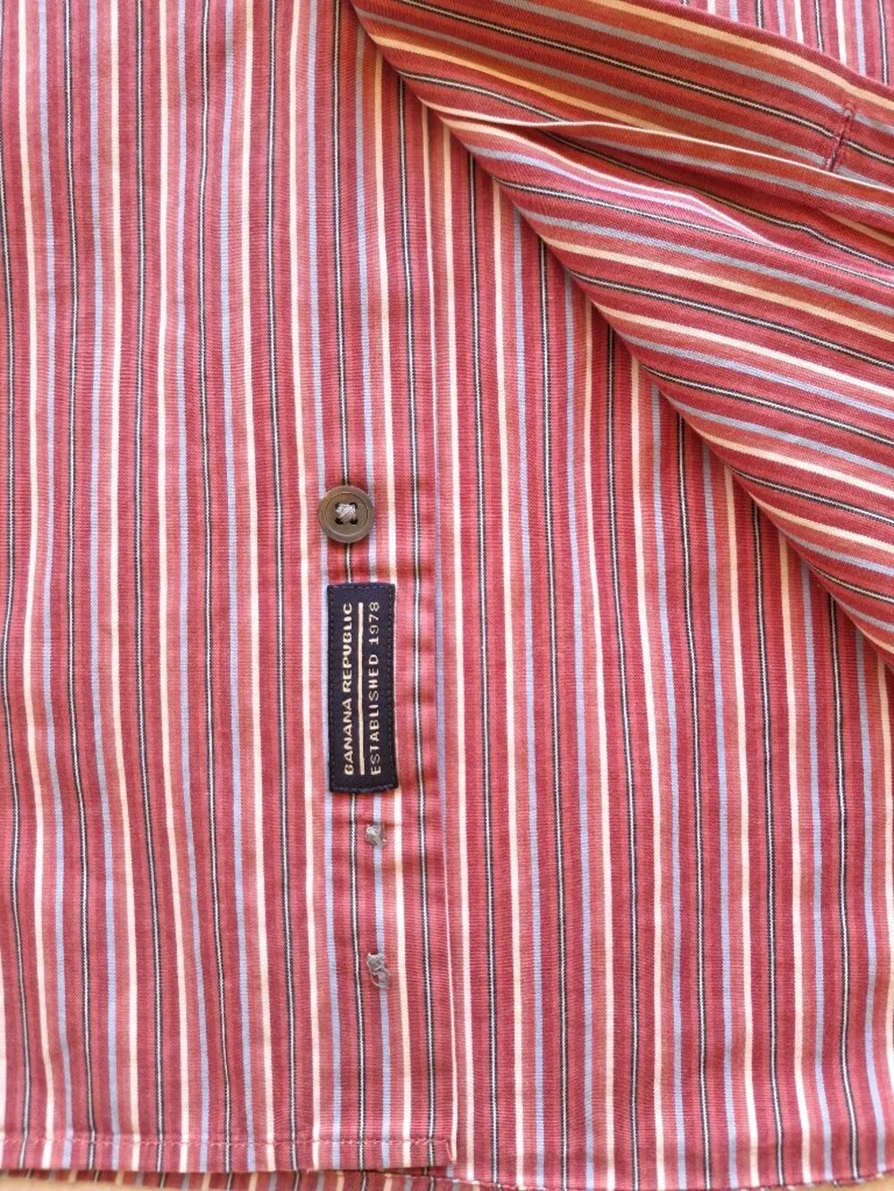 Banana Republic Mens Pink Stripe Button Front Dress Shirt Long Sleeve Cotton XL